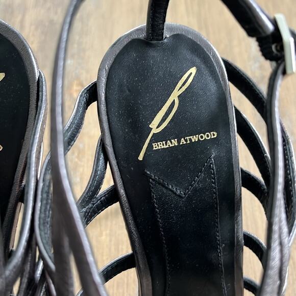 Brian Atwood Pumps Marseille Gladiator Metal Heels Sandals Shoes 7.5- 38 - Picture 8 of 14